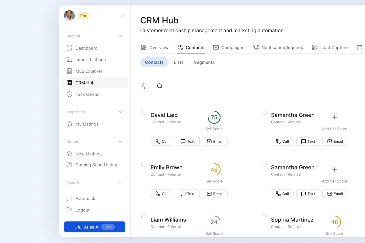 CRM pipeline dashboard showing leads and deals